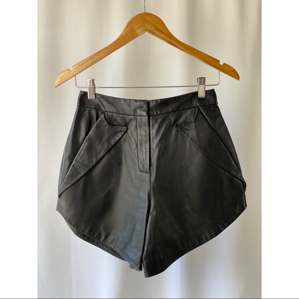 ALEXANDER WANG | Lapel detail leather shorts US 0